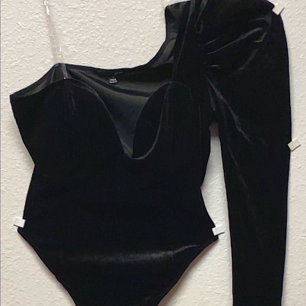 Black velvet bodysuit